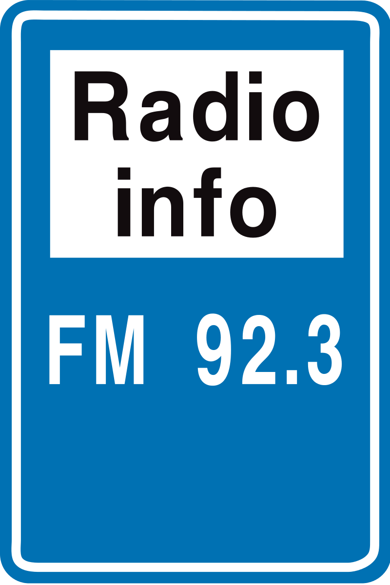 Verkeersbord Aanwijzingsbord F93 radio-omroep met verkeersinformatie