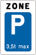 verkeersbord zone E17 parkeertoestemming +3,5ton begin