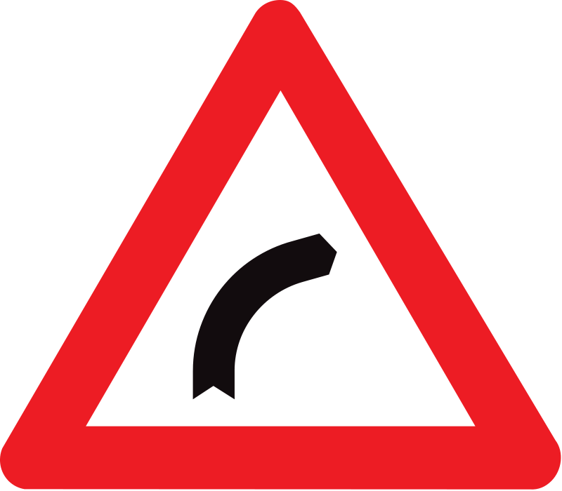 verkeersbord gevaarbord gevaarlijke bocht naar rechts