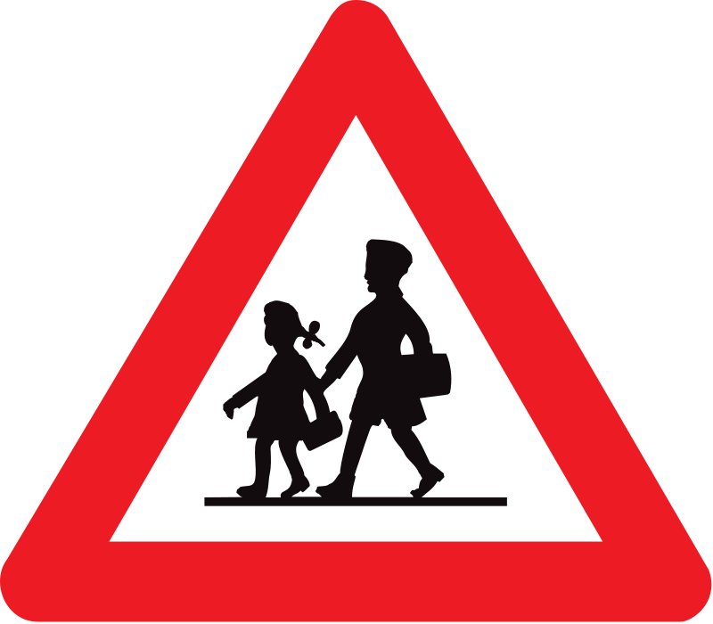 verkeersbord gevaarbord Plaats waar speciaal veel kinderen komen.