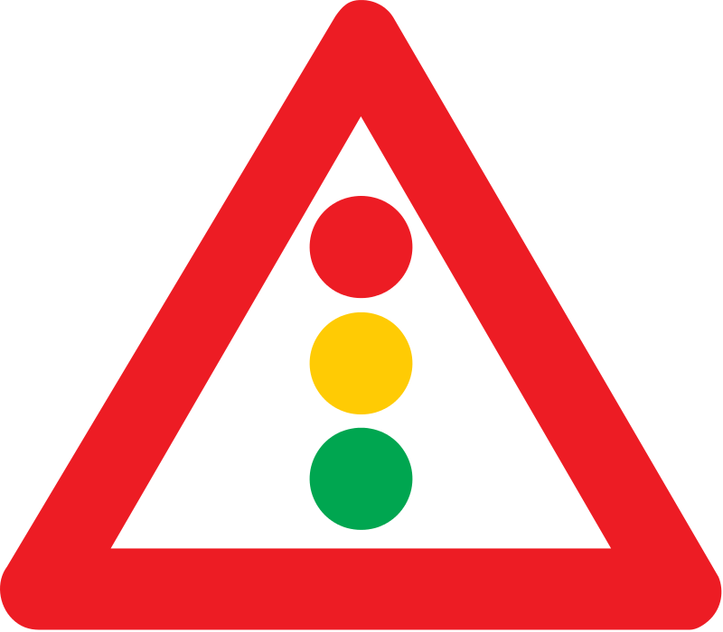 verkeersbord gevaarbord Verkeerslichten.