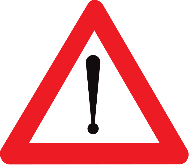 verkeersbord gevaarbord Gevaar dat niet door een speciaal symbool wordt bepaald.<br/>Een onderbord duidt de aard van het gevaar aan.