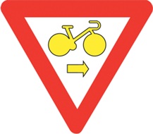 verkeersbord voorrangsbord fietsers mogen rechtsaf bij rood.