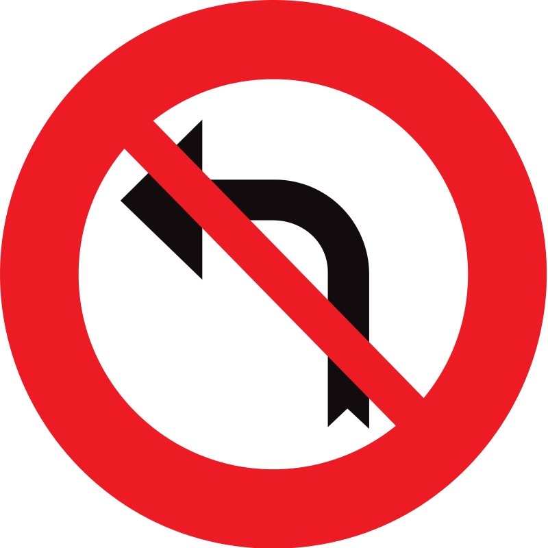 verkeersbord verbodsborden Verbod aan het volgend kruispunt af te slaan in de richting door de pijl aangegeven, links.