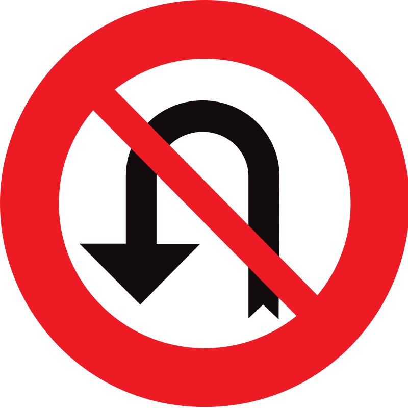 verkeersbord verbodsborden Vanaf het verkeersbord tot en met het volgend kruispunt, verbod te keren.
