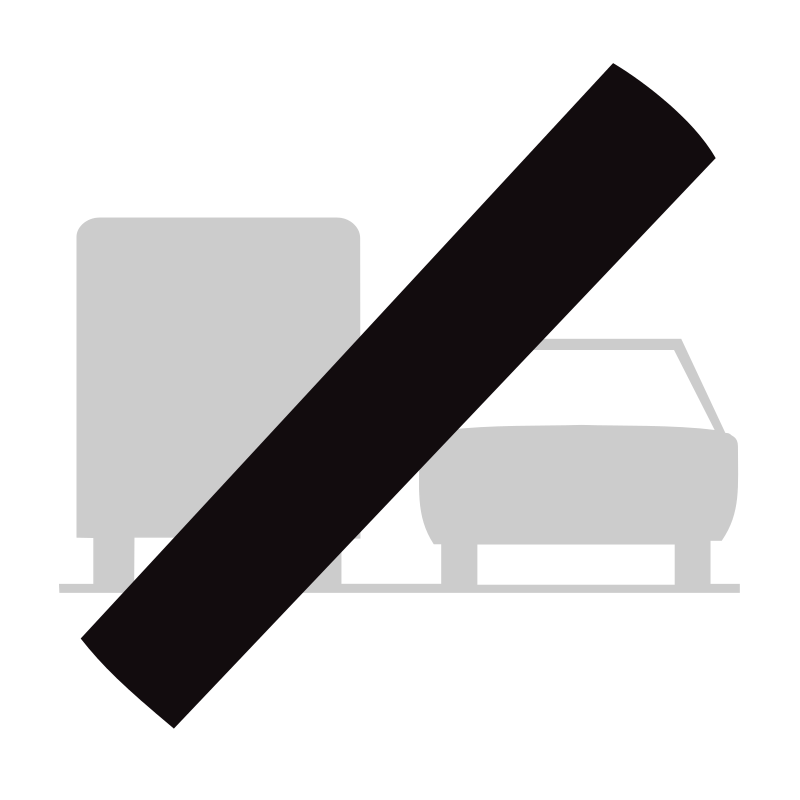 verkeersbord verbodsborden Einde van het verbod opgelegd door het verkeersbord C39, einde inhaalverbod.