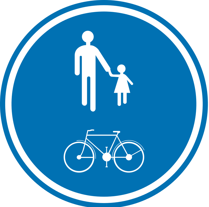 Verkeersbord Gebodsborden Deel van de openbare weg voorbehouden voor het verkeer van voetgangers en fietsers.