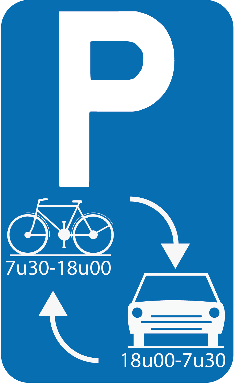 verkeersbord parkeerborden Parkeren voorbehouden voertuigen wisselend.