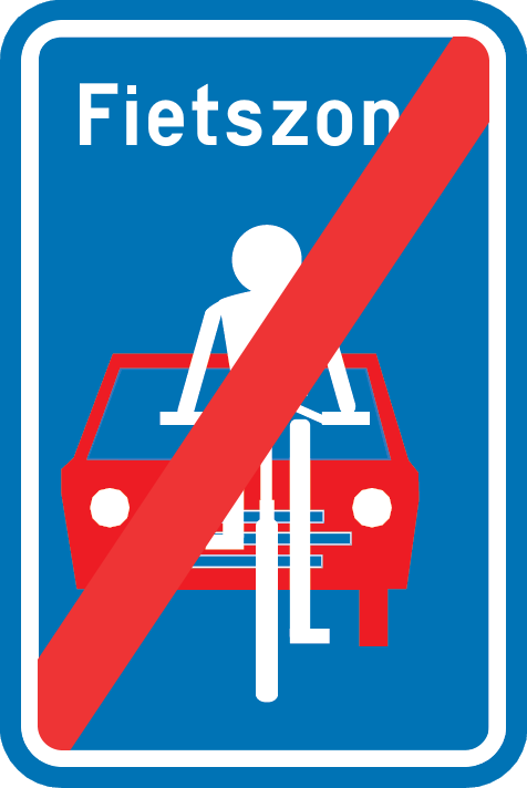 Verkeersbord Aanwijzingsbord F113 Einde van een fietszone