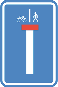 Verkeersbord Aanwijzingsbord F45b Doodlopende weg, uitgezonderd voor voetgangers en fietsers