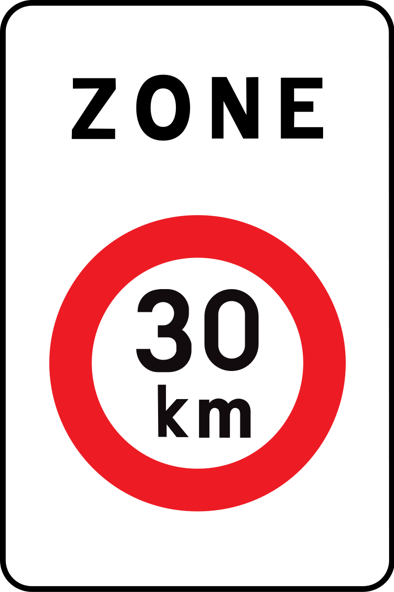 Verkeersbord Aanwijzingsbord F4a Begin van een zone met een snelheidsbeperking van 30 km per uur