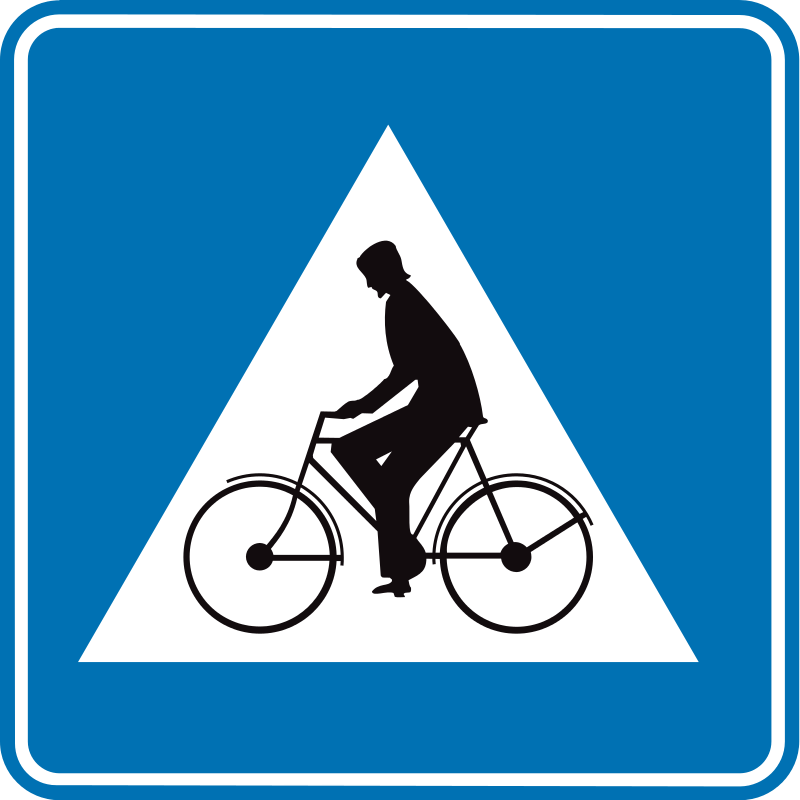 Verkeersbord Aanwijzingsbord F50 Oversteekplaats voor fietsers en bestuurders van tweewielige bromfietsen